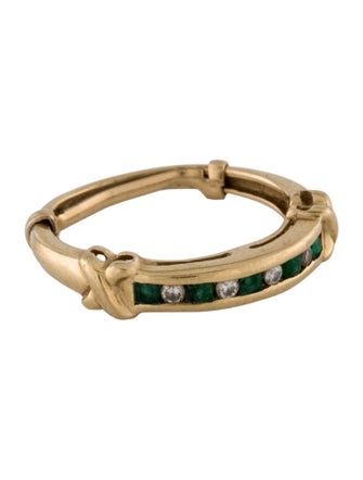 Ring 14K Emerald & Diamond Band