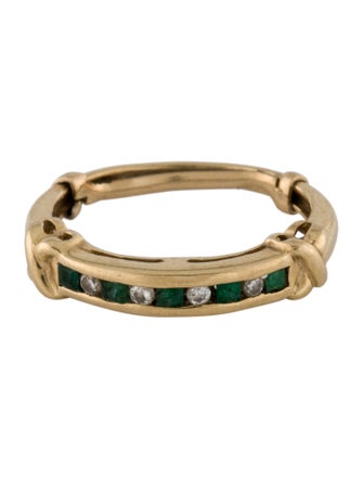 Ring 14K Emerald & Diamond Band