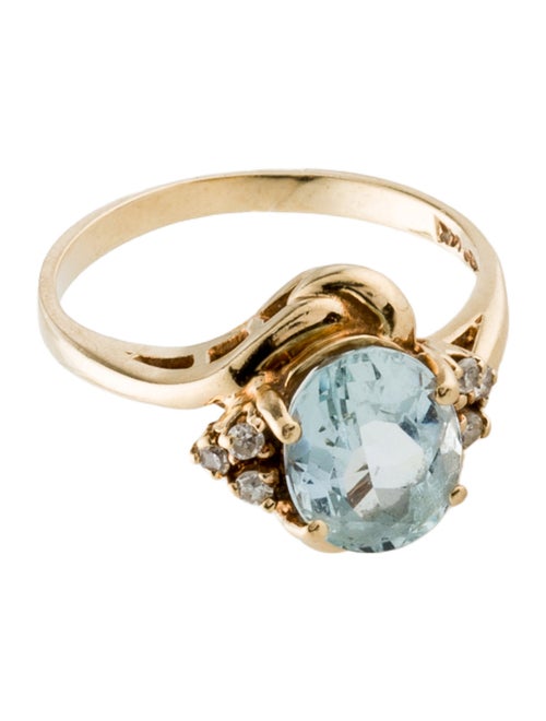 Ring 14K 1.78ct Aquamarine & Diamond Cocktail Ring