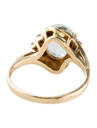 Ring 14K 1.78ct Aquamarine & Diamond Cocktail Ring