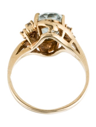 Ring 14K 1.78ct Aquamarine & Diamond Cocktail Ring