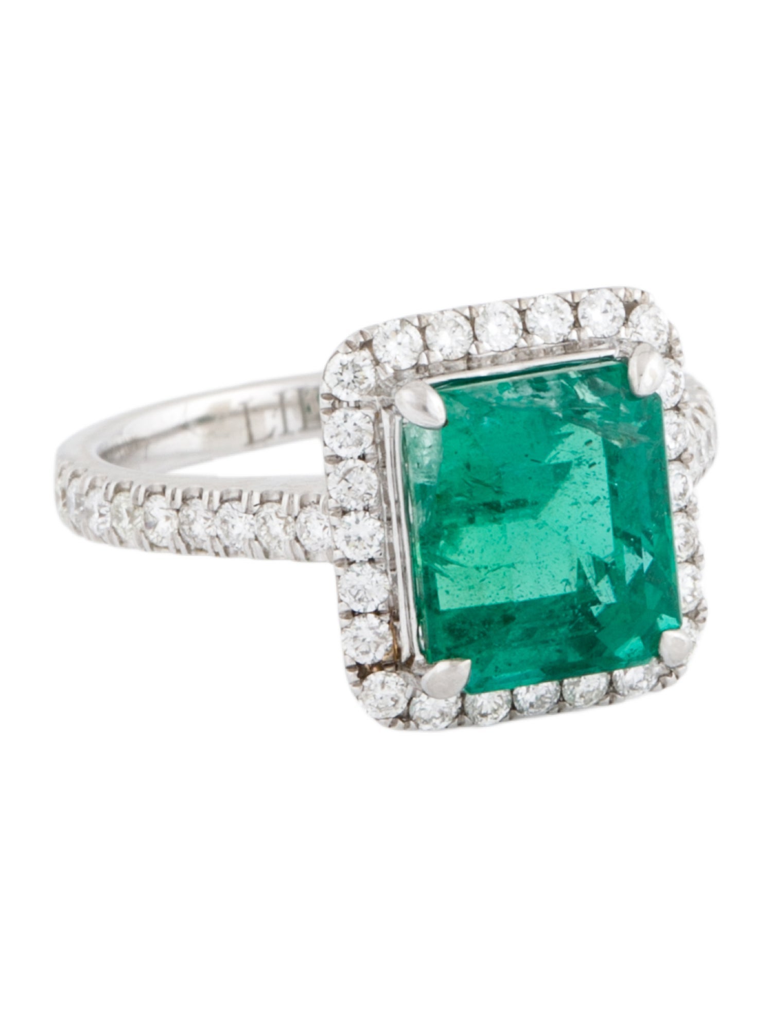 Ring 18K 3.15ct Emerald & Diamond Cocktail