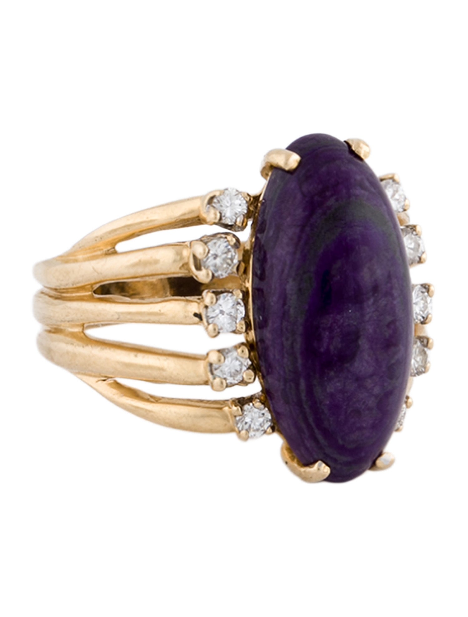 Ring 14K 5.56ctw Sugilite & Diamond Cocktail