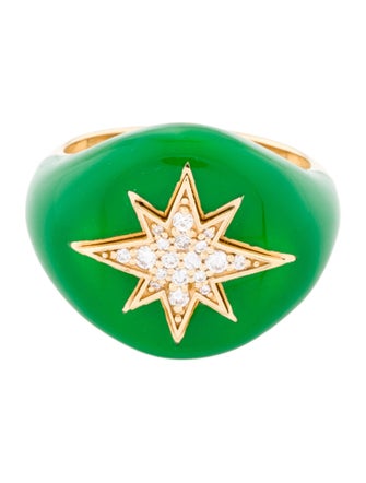 Ring 18K Diamond & Enamel Cocktail Ring