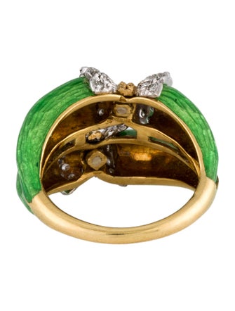 Ring 18K Diamond & Enamel Cocktail Ring