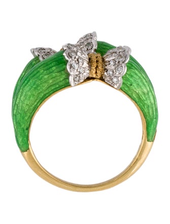 Ring 18K Diamond & Enamel Cocktail Ring