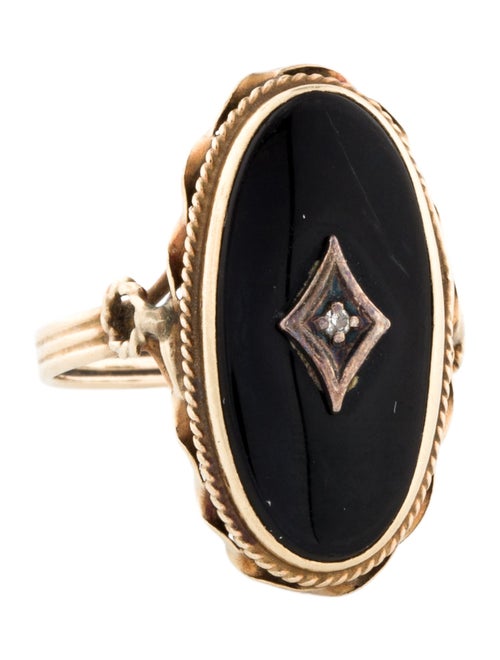 Ring 14K Onyx & Diamond Cocktail Ring