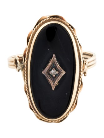 Ring 14K Onyx & Diamond Cocktail Ring