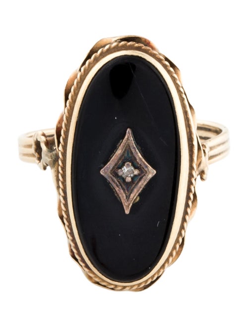 Ring 14K Onyx & Diamond Cocktail Ring