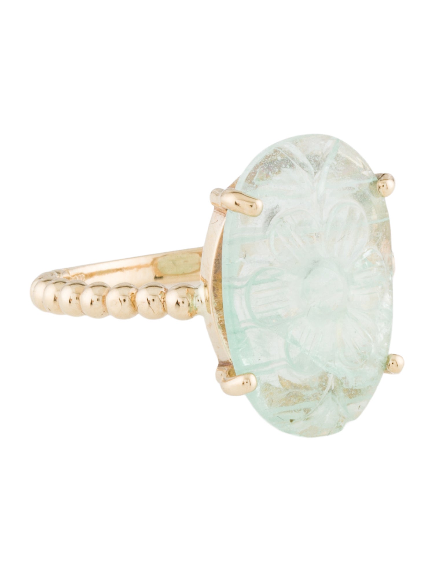 Ring 14K Beryl Carved Cocktail Ring