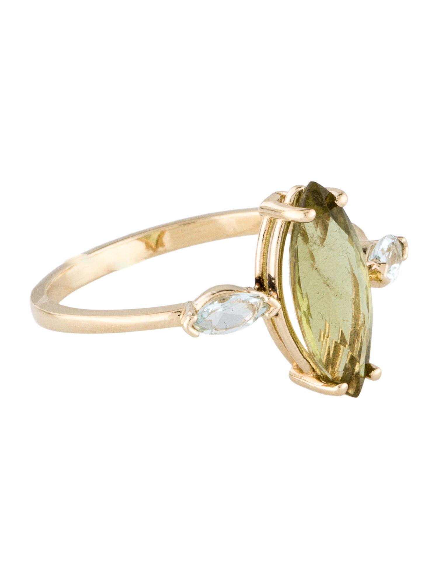 Ring 14K Heliodor & Aquamarine Cocktail Ring