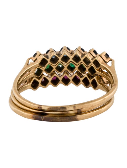Ring 14K Emerald, Ruby & Sapphire Stacking Ring Set