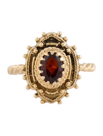 Ring 14K Garnet Ornate Cocktail Ring