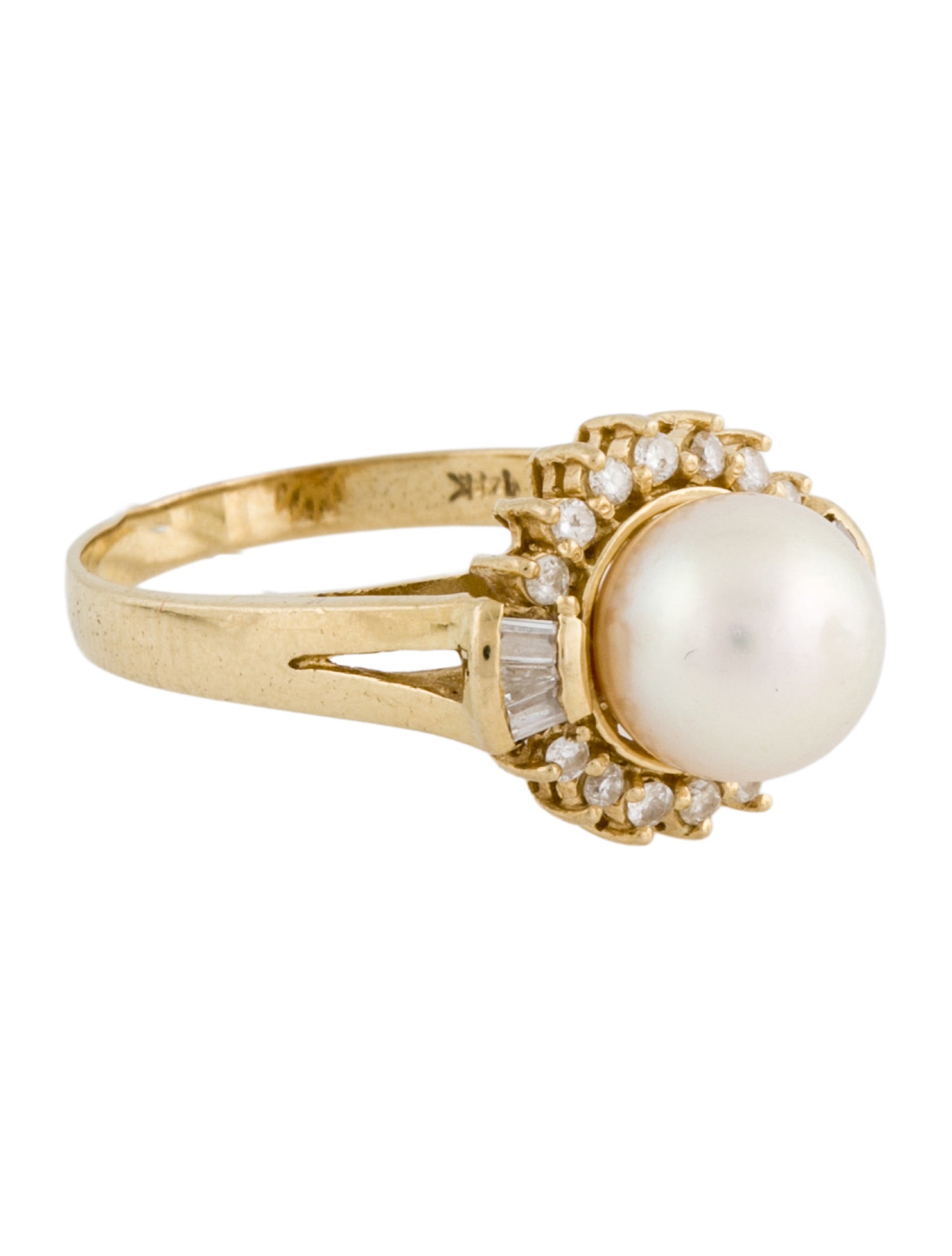 Ring 14K Cultured Pearl & Diamond Cocktail