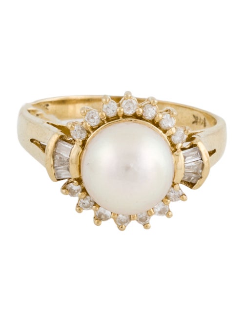 Ring 14K Cultured Pearl & Diamond Cocktail Ring
