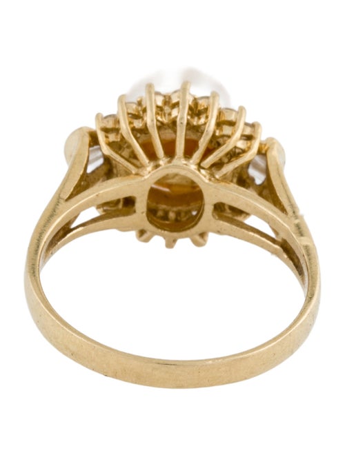 Ring 14K Cultured Pearl & Diamond Cocktail Ring