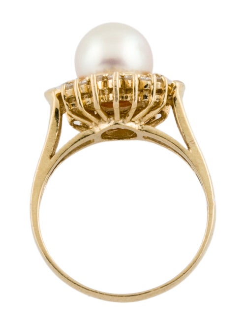 Ring 14K Cultured Pearl & Diamond Cocktail Ring