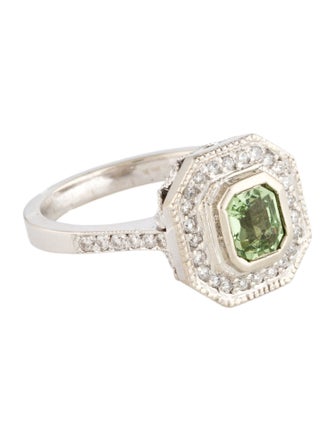 Ring 14K Tsavorite Garnet & Diamond Cocktail Ring