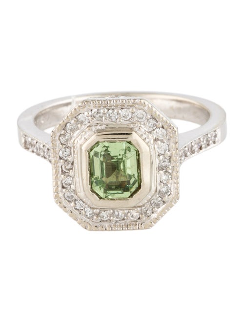 Ring 14K Tsavorite Garnet & Diamond Cocktail Ring