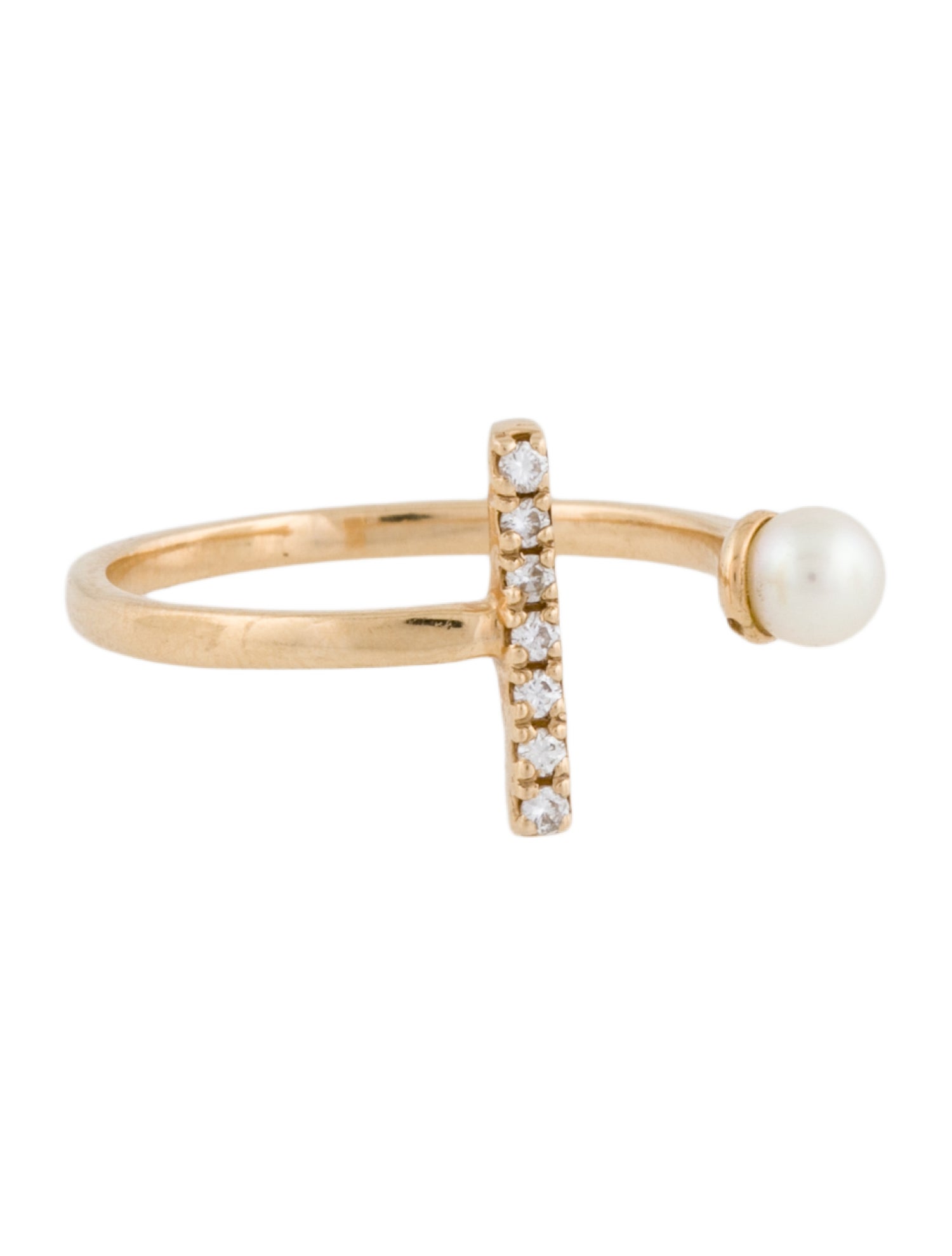 Ring 14K Pearl & Diamond Open
