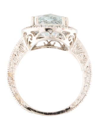 Ring 14K Aquamarine & Diamond Cocktail Ring