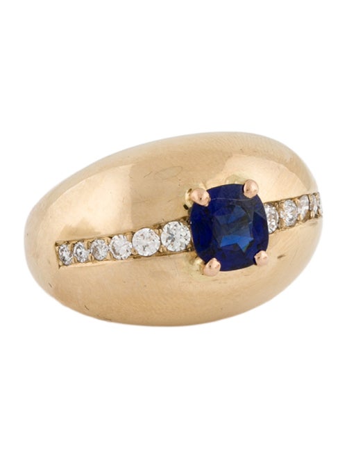 Ring 14K 1.34ct Sapphire & Diamond Domed Ring