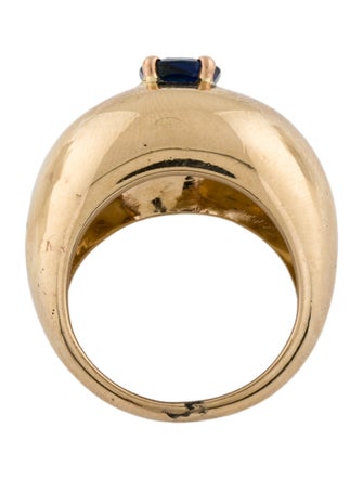 Ring 14K 1.34ct Sapphire & Diamond Domed Ring