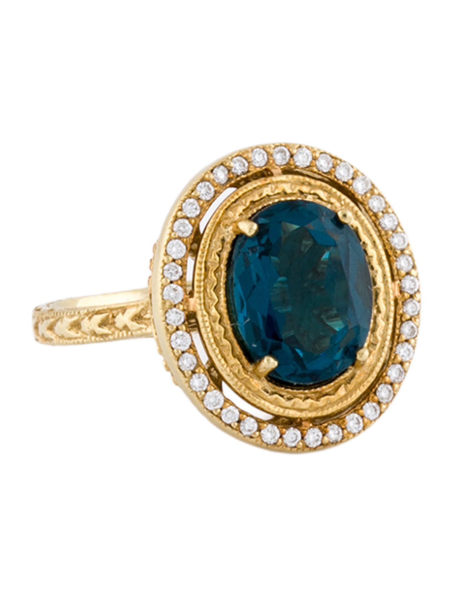 Ring 18K Topaz & Diamond Cocktail