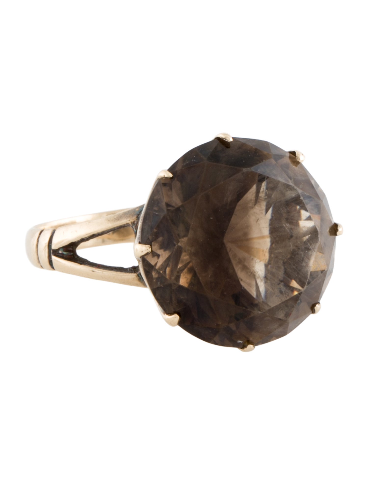 Ring 14K 18.50ct Smokey Quartz Cocktail Ring