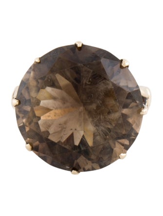 Ring 14K 18.50ct Smokey Quartz Cocktail Ring