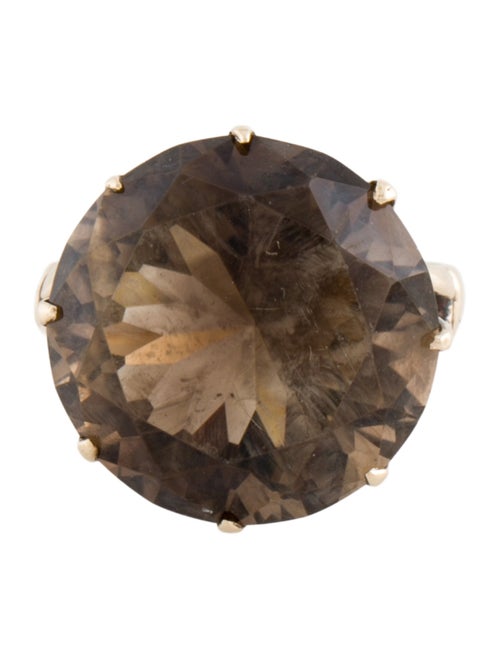 Ring 14K 18.50ct Smokey Quartz Cocktail Ring