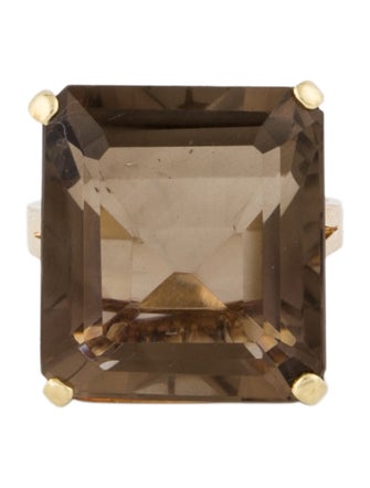 Ring 14K 20.21CT Smoky Quartz Cocktail Ring