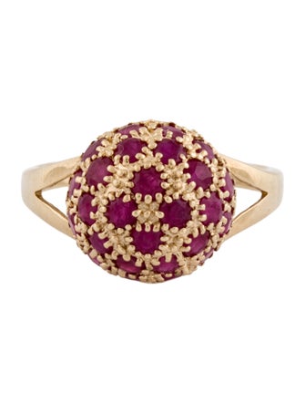 Ring 14K 2.34ctw Ruby Dome Cluster Cocktail Ring