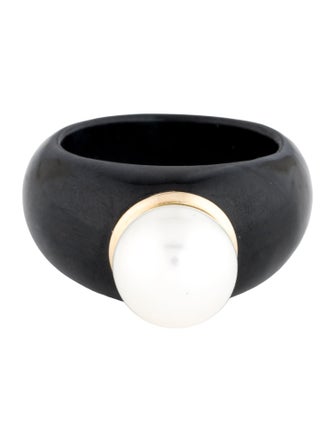 Ring 14K Pearl & Jadeite Cocktail Ring