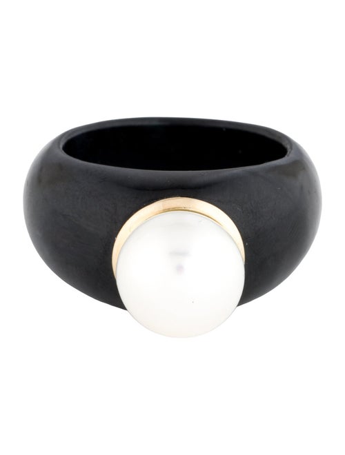 Ring 14K Pearl & Jadeite Cocktail Ring