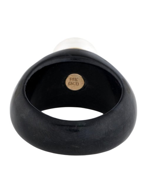 Ring 14K Pearl & Jadeite Cocktail Ring