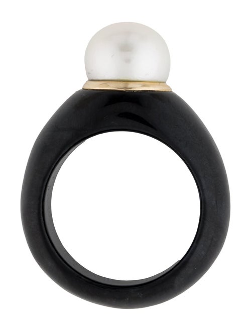 Ring 14K Pearl & Jadeite Cocktail Ring