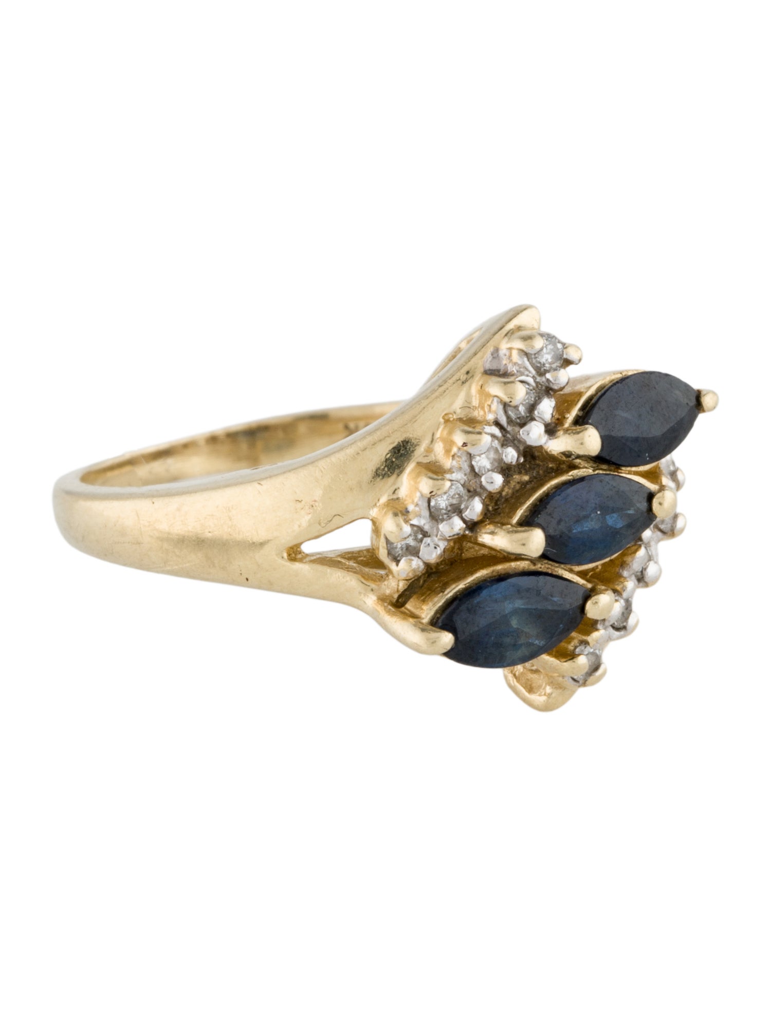 Ring 14K Sapphire & Diamond Cocktail Ring