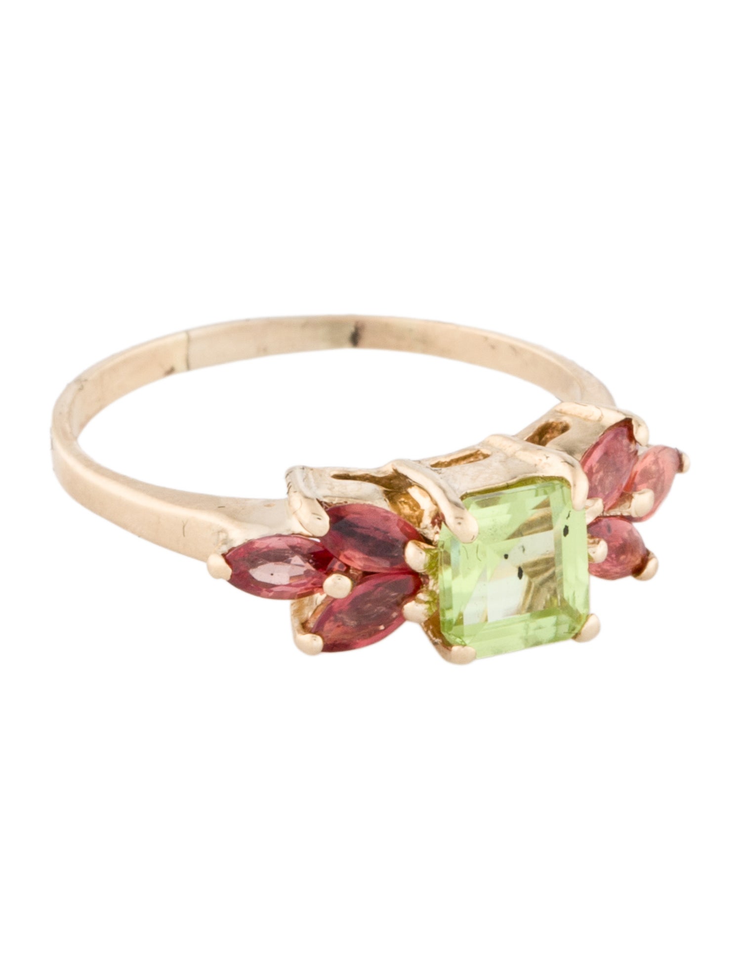 Ring 14K Peridot & Sapphire Cocktail Ring