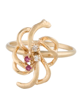 Ring 14K Ruby & Diamond Cocktail Ring