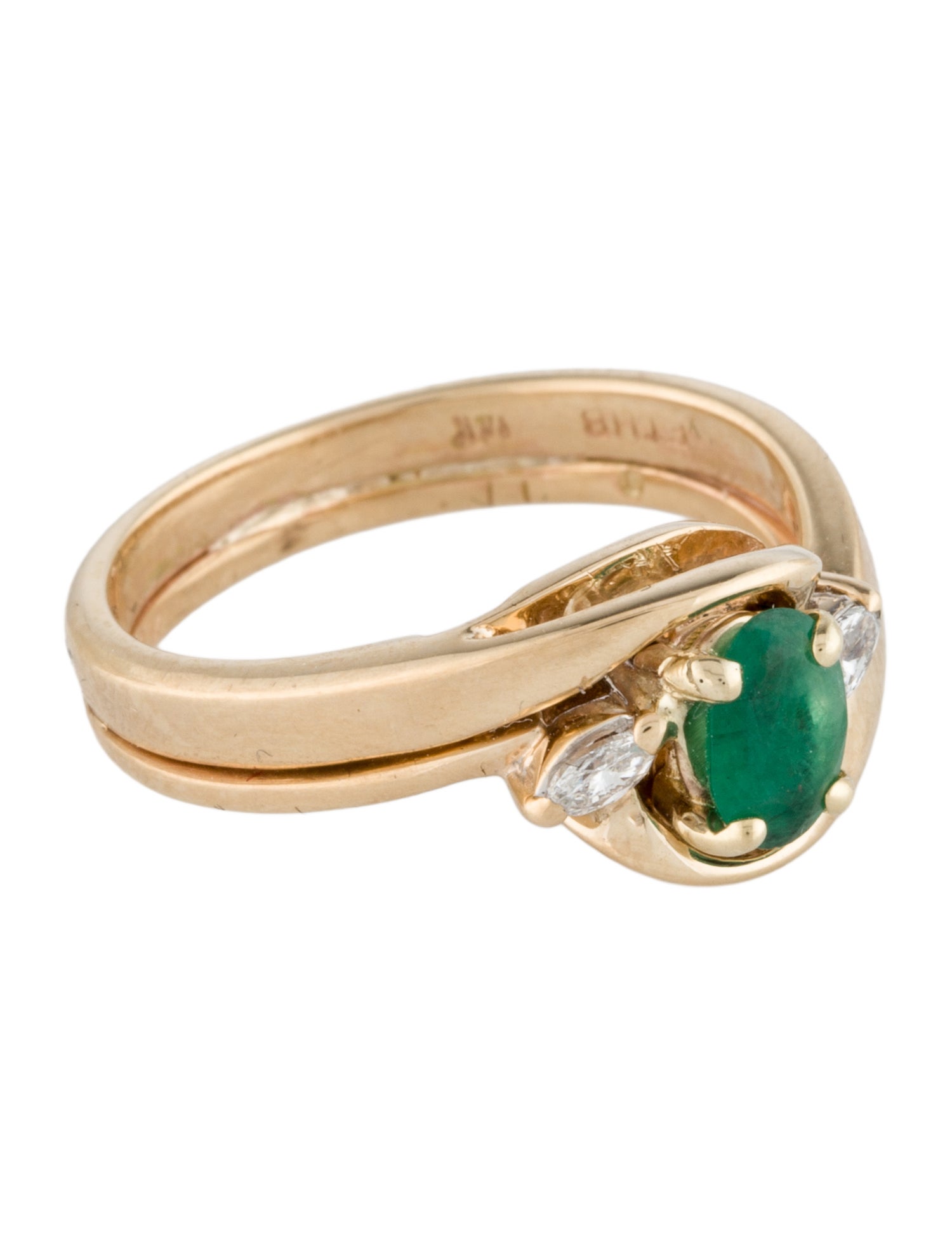 Ring 14K Emerald & Diamond Cocktail