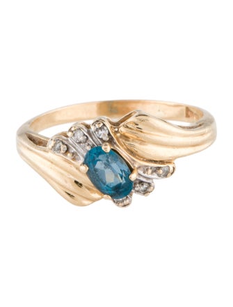 Ring 14K Topaz & Diamond Cocktail Ring