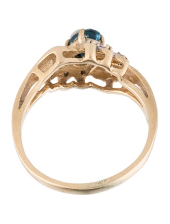 Ring 14K Topaz & Diamond Cocktail Ring