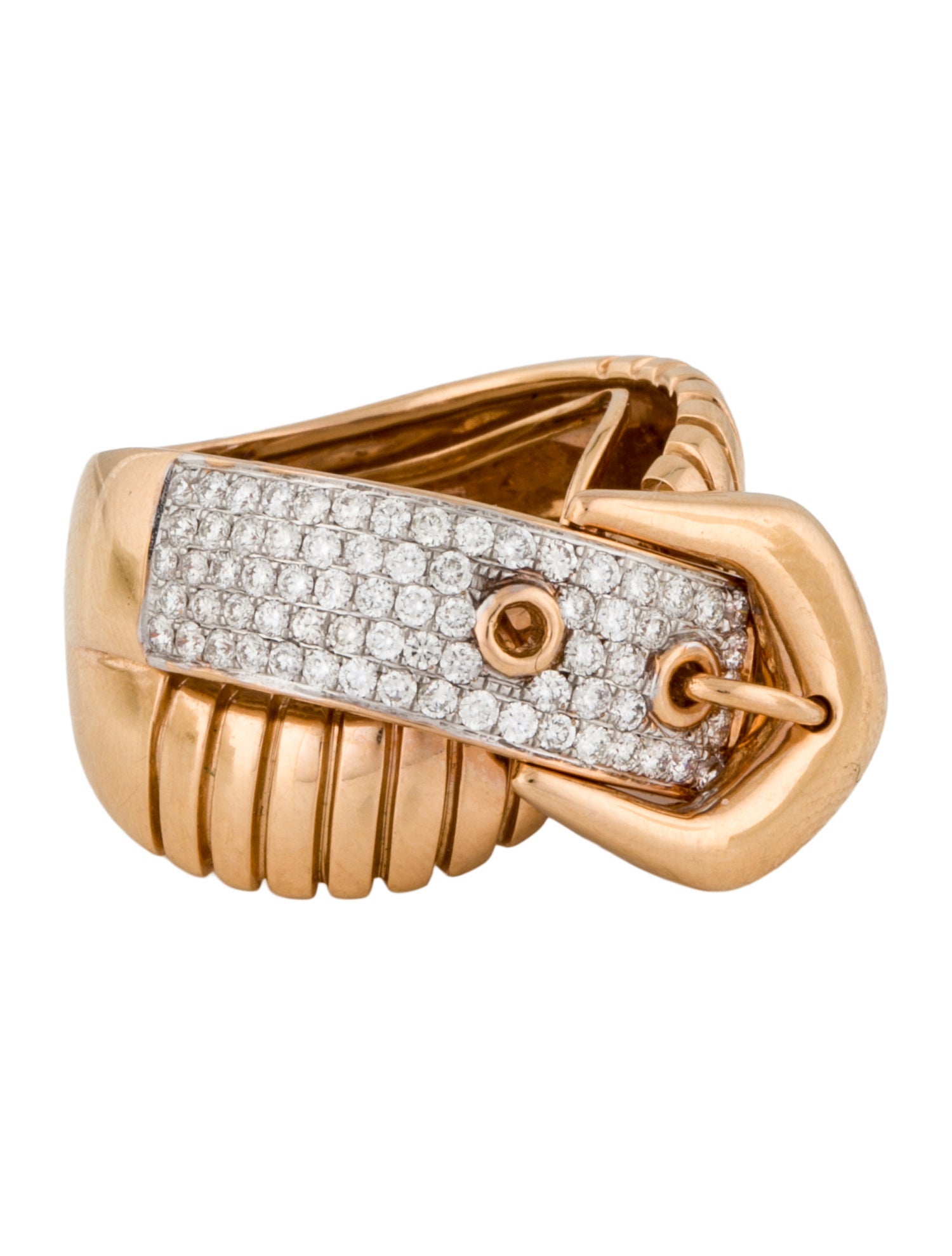 Ring 18K 1.02ctw Diamond Belt Buckle Cocktail