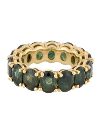 Ring 18K 14.14ctw Green Sapphire Eternity Ring