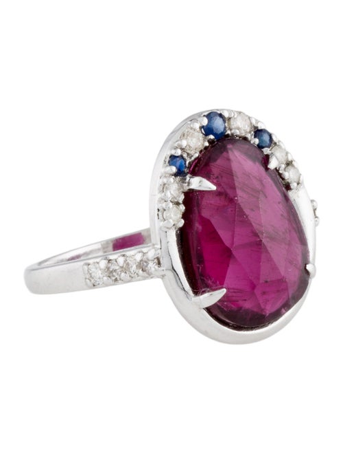 Ring 18K Tourmaline, Sapphire & Diamond Cocktail Ring
