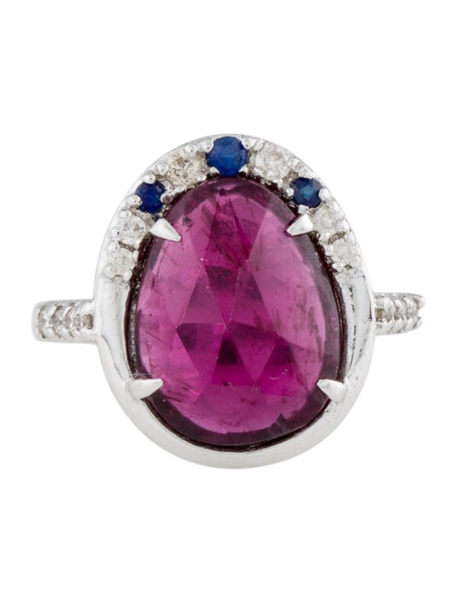 Ring 18K Tourmaline, Sapphire & Diamond Cocktail Ring