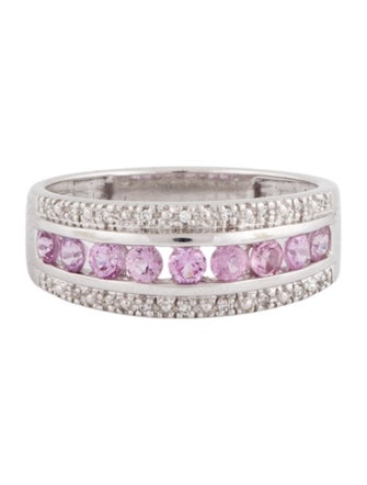 Ring 14K Pink Sapphire & Diamond Band Ring