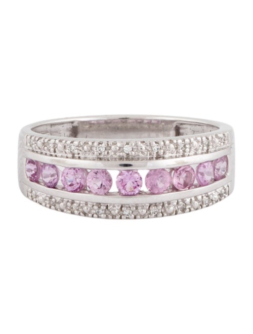 Ring 14K Pink Sapphire & Diamond Band Ring