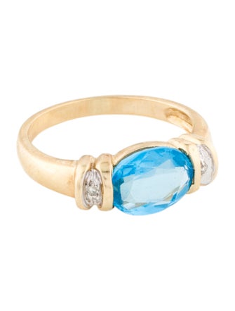 Ring 10K Topaz & Diamond Cocktail Ring